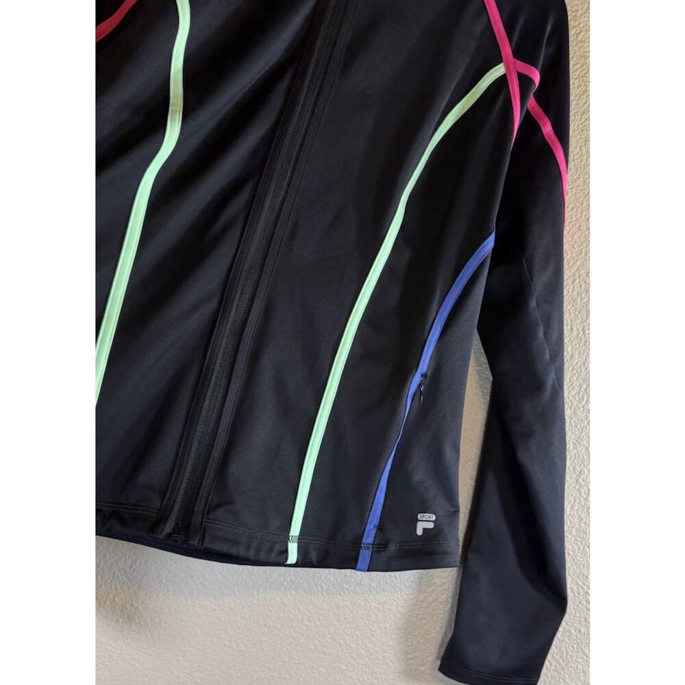 Fila Sport Jacket Womens XL Retro Track Jacket Black Full Zip - Picture 4 of 7